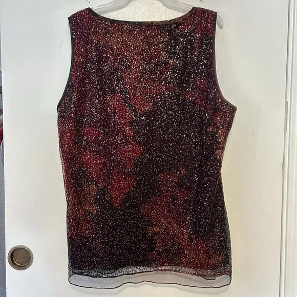Elie Tahari Lightweight Delicate Sequin Cami Tank Y2K Vintage Womens XL Red - Picture 6 of 6